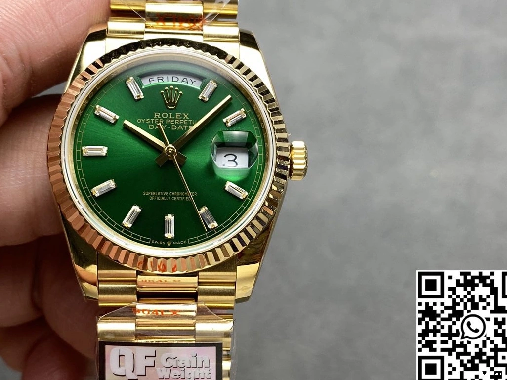 Date v5 Factory Day Green M128238-0130 Gold Yellow Rolex QF Tungsten 36mm Dial Steel 0203